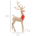5ft Pre-Lit Reindeer Yard Christmas Decoration, Gold Holiday Deer w/ 150 Lights, Stakes, Zip Ties