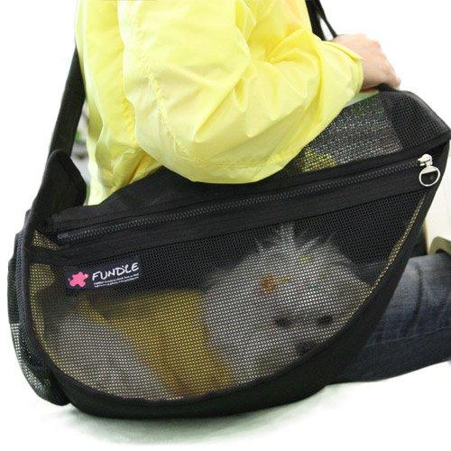 Fundle Pet Dog Cat Cool Sling Carrier Bag Adjustable Strap Seethrough Standard Black