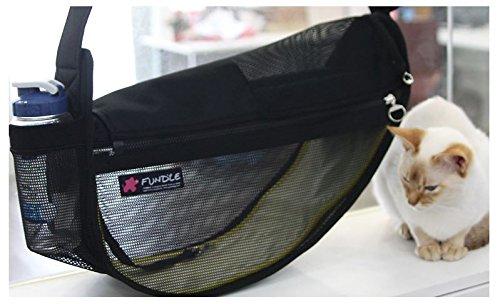 Fundle Pet Dog Cat Cool Carrier Bag Adjustable Strap Seethrough LarBlack