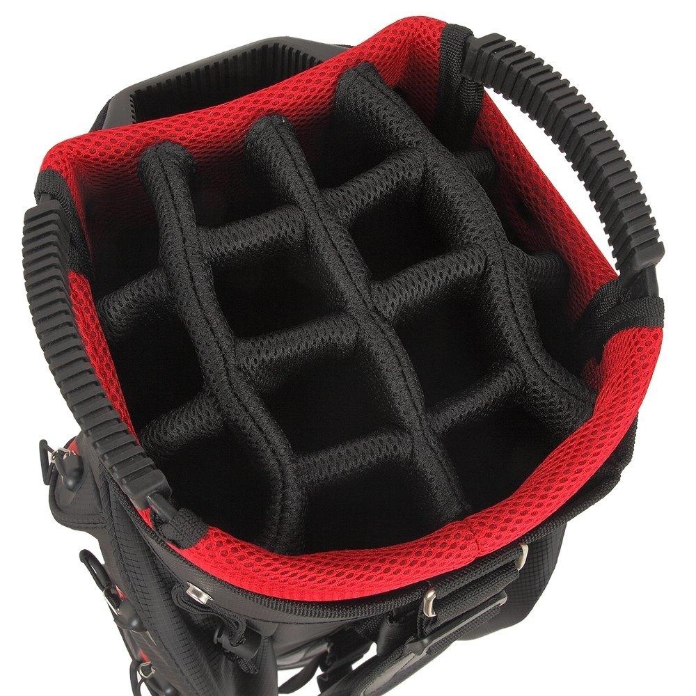 Ram Golf Waterproof Cart Bag - 14 Way Club Dividers Black/White/Red