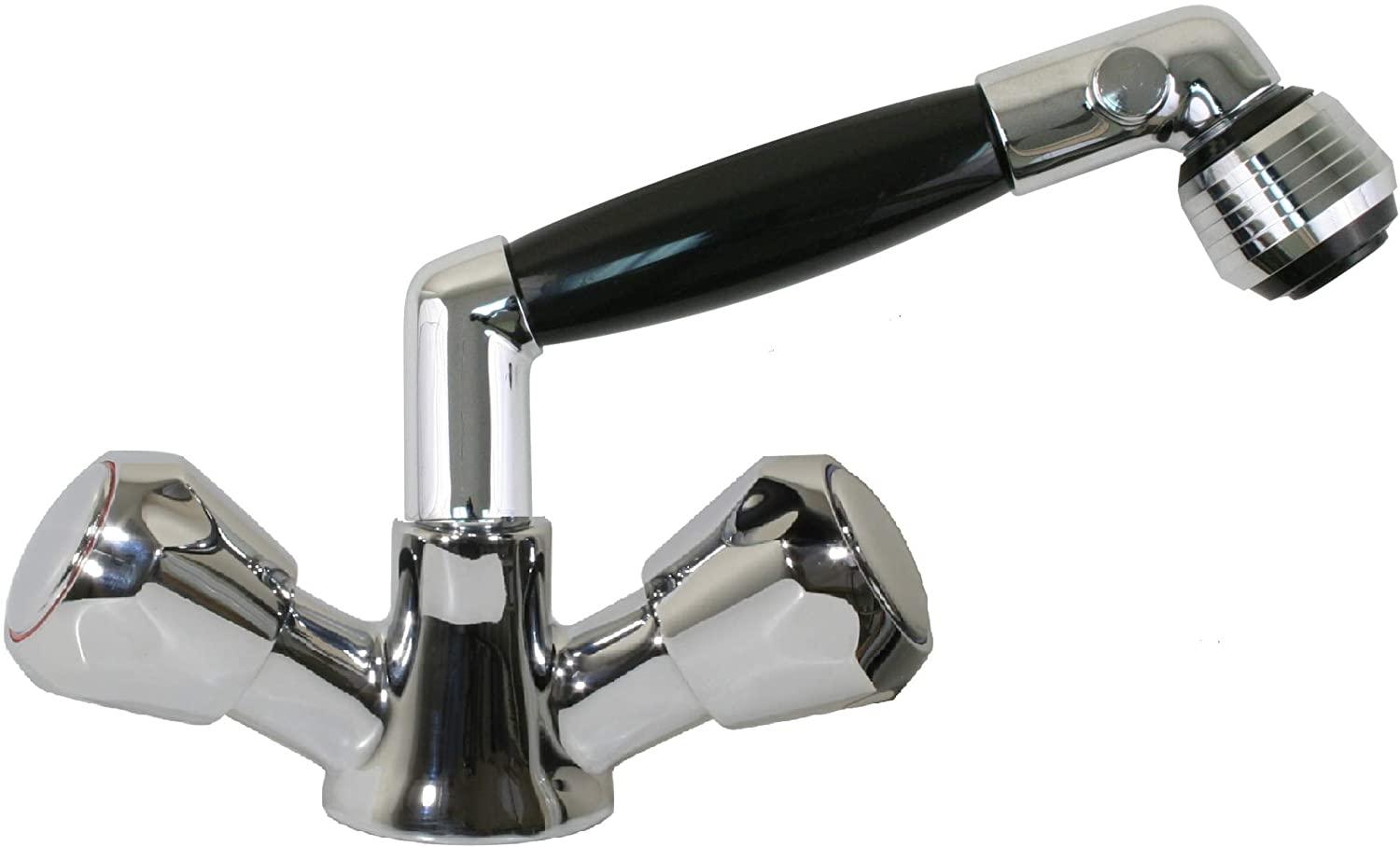 Scandvik 46010P Standard Family Water Conservation Handle Pull Out Shower Mixer with 5' Chrome Hose