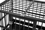 Heavy Duty 36/42/48 inch Dog Crate Strong Folding Metal Pet Kennel Playpen with Three Prevent Escape Lock, LarDogs Cawith Four Wheels, Black Silver