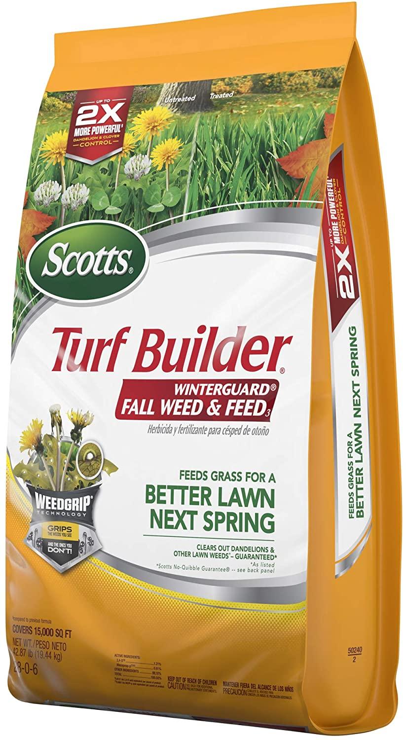 scotts turf builder winterguard fall weed and feed 3: covers up to 15,000 sq ft, fertilizer, 43 lbs., not available in fl