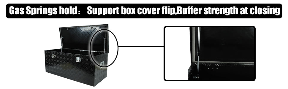 48 Inch Heavy Duty Aluminum Stripes Plated Tool Box Pick Up Truck Bed RV Trailer Toolbox Square StoraOrganizer with Side Handle, Lock and Keys, Waterproof -48"x 19.5"x 17.5"，Black