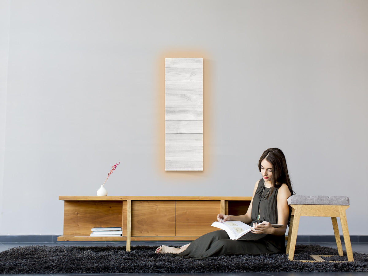 Heat Storm Electric Glass Heater, Indoor, White Washed Wood, HS-PAR-1648