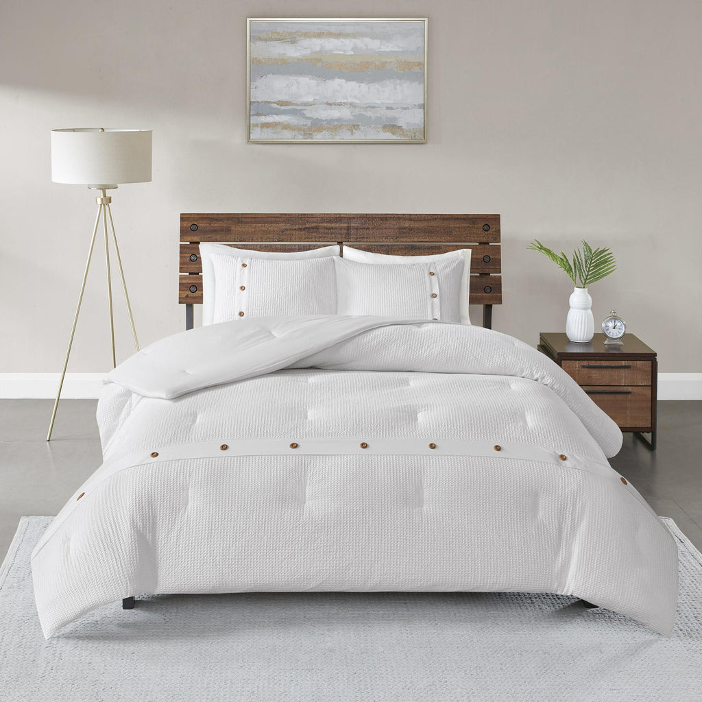Home Essence Lucina 3 Piece Cotton Waffle Weave Comforter set