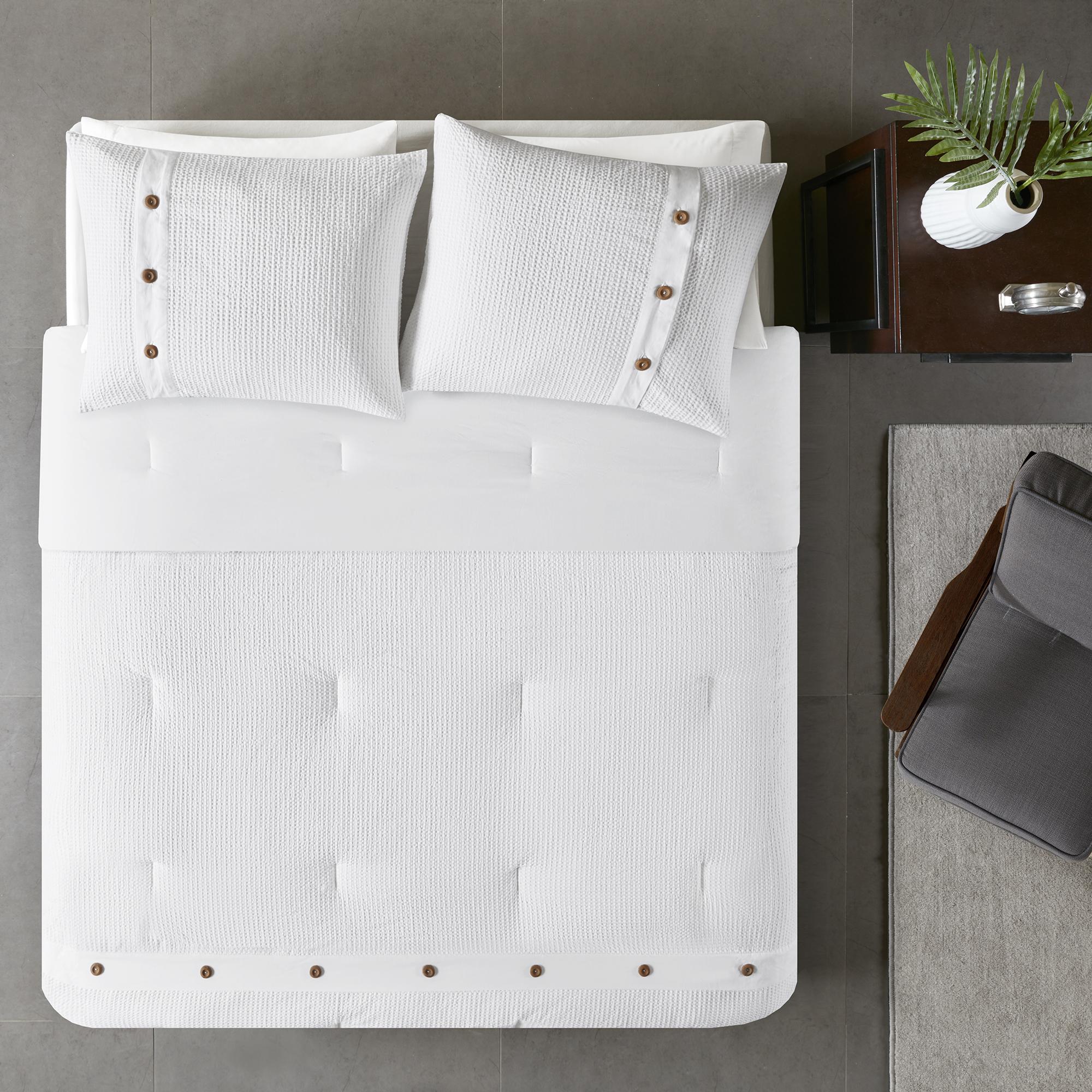 Home Essence Lucina 3 Piece Cotton Waffle Weave Comforter set