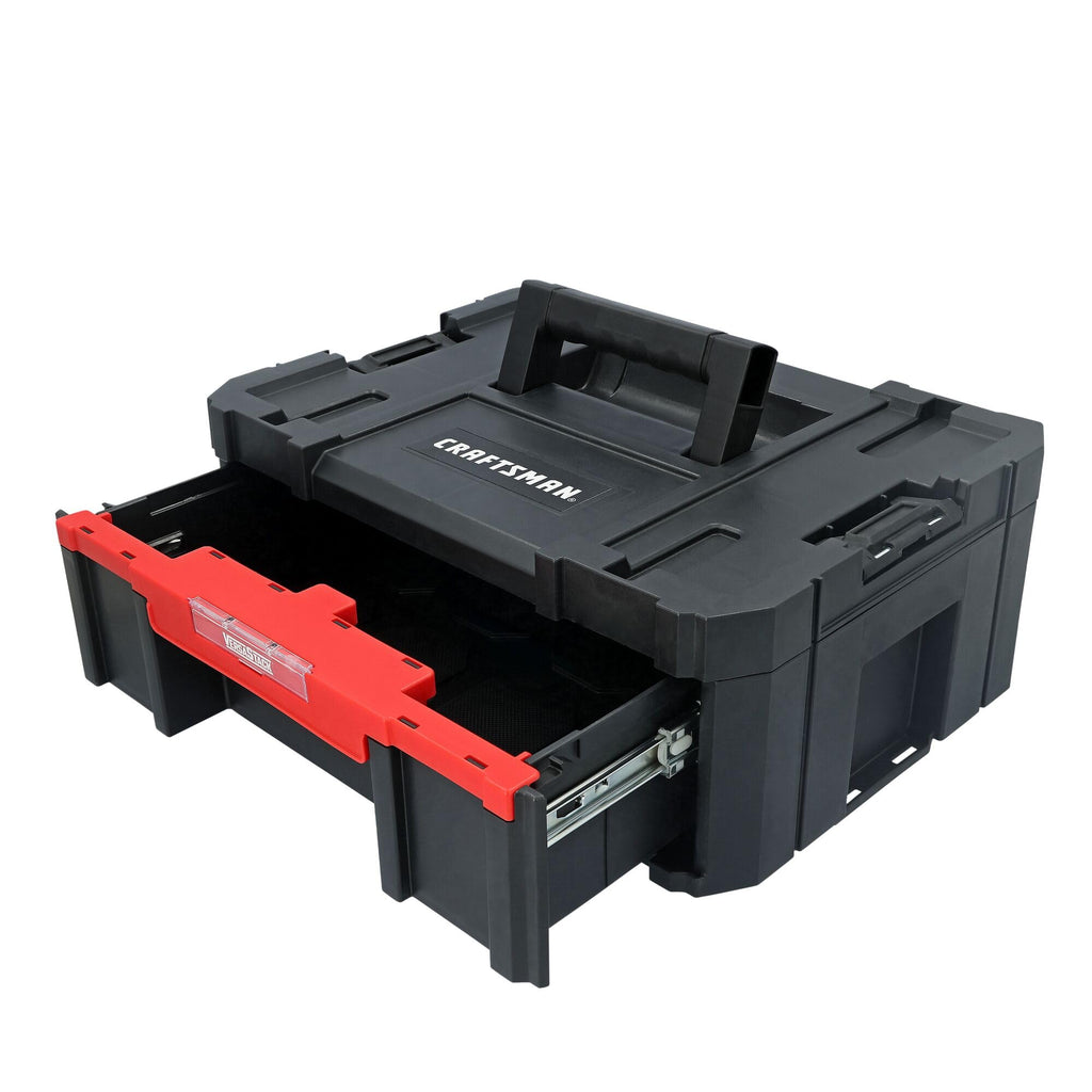 VERSASTACK Tool Box, 16.9 In. Single Deep Drawer Plastic Tool Box Organizer, Heavy Duty 16.5 Lb. Load Capacity (CMST17803)