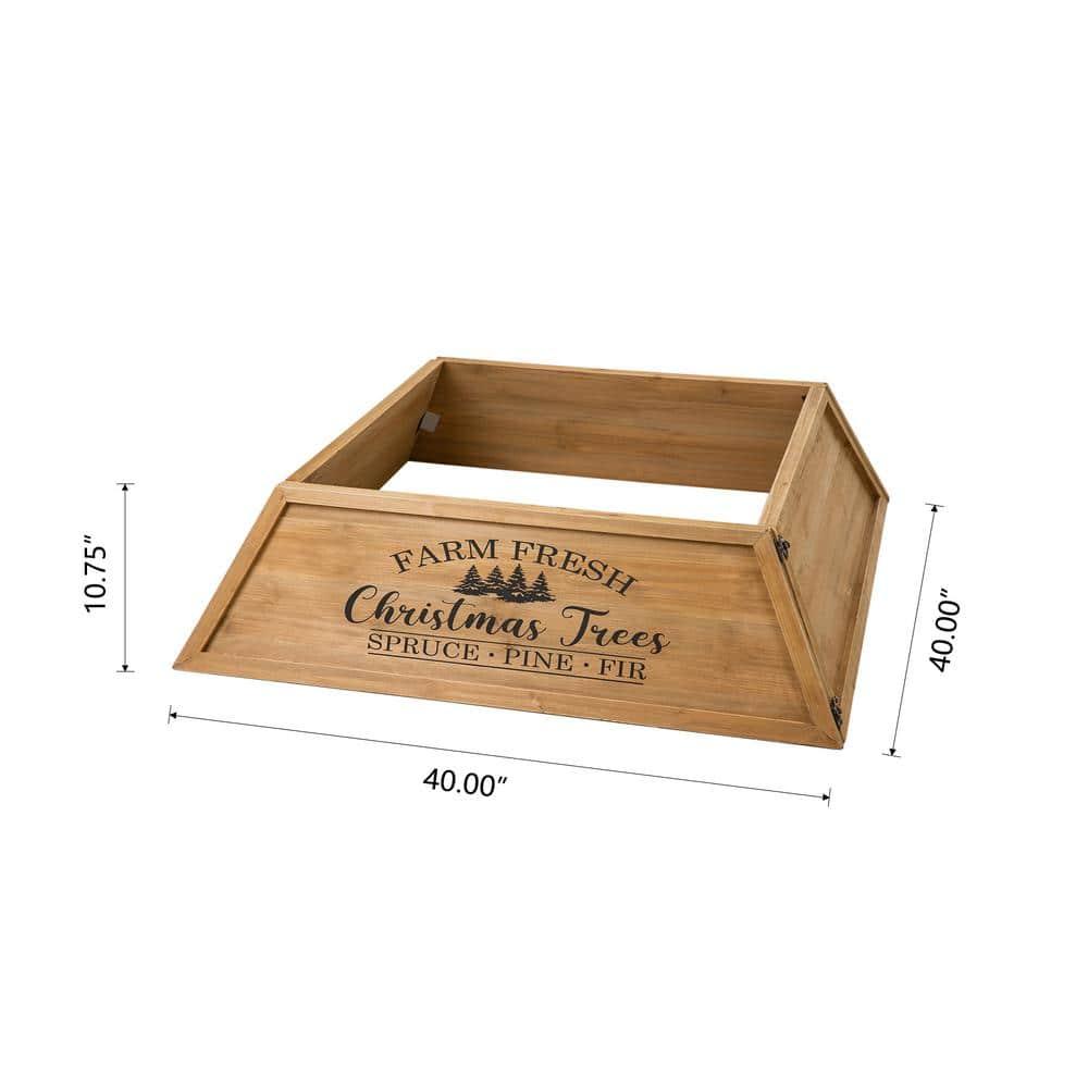 40 in. L Natural Wooden Trapezoid in. Farm Fresh in. Christmas Tree Collar (KD)