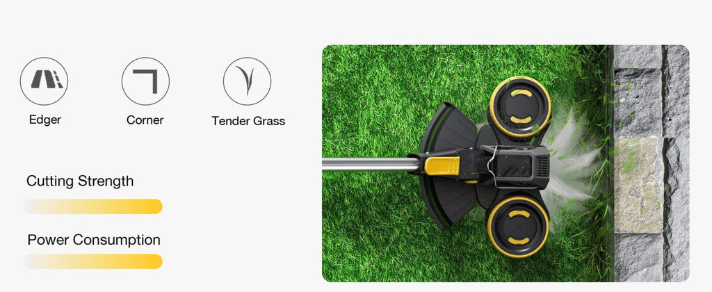Brushless Cordless Weed Wacker, 4820 Gear Brushless Motor 20V Battery Powered Weed Eater, 3-in-1 Trimmer/Edger/Lawn Mower (5.2A Battery)