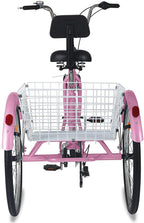 Adult Tricycles, 7 Speed Adult Trikes 20/24/26 inch 3 Wheel Bikes with LarBasket for Recreation, Shopping, Picnics Exercise Men's Women's Cruiser Bike