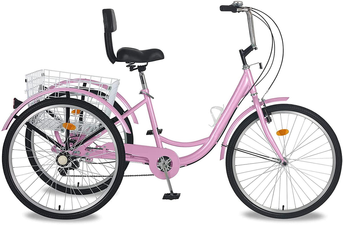 Adult Tricycles, 7 Speed Adult Trikes 20/24/26 inch 3 Wheel Bikes for Adults with LarBasket for Recreation, Shopping, Picnics Exercise Men's Women's Cruiser Bike