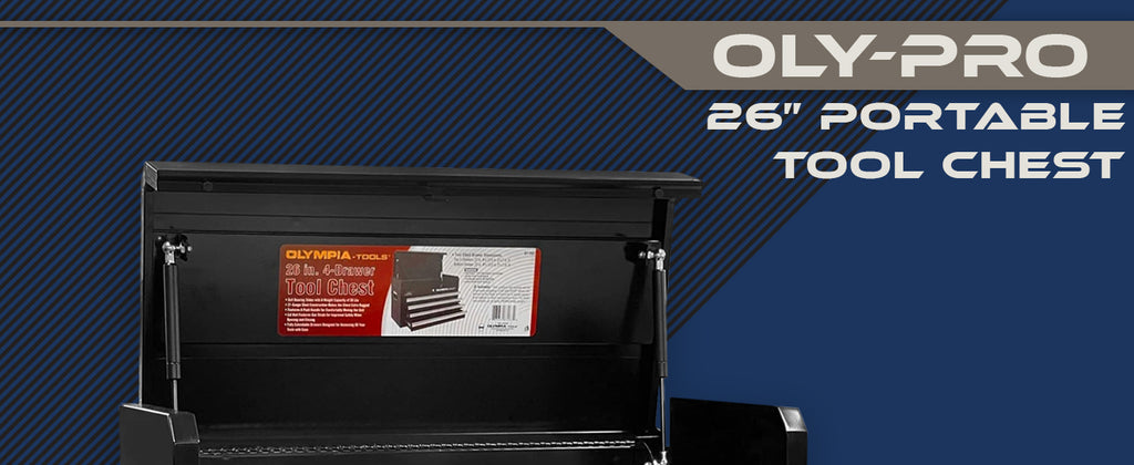 26-Inch 4-Drawer Portable Tool Chest, Metal StoraOrganizer Box, Black - Work Toolbox for Home Garaand Workshop with LocLid and Ball Bearing Slides