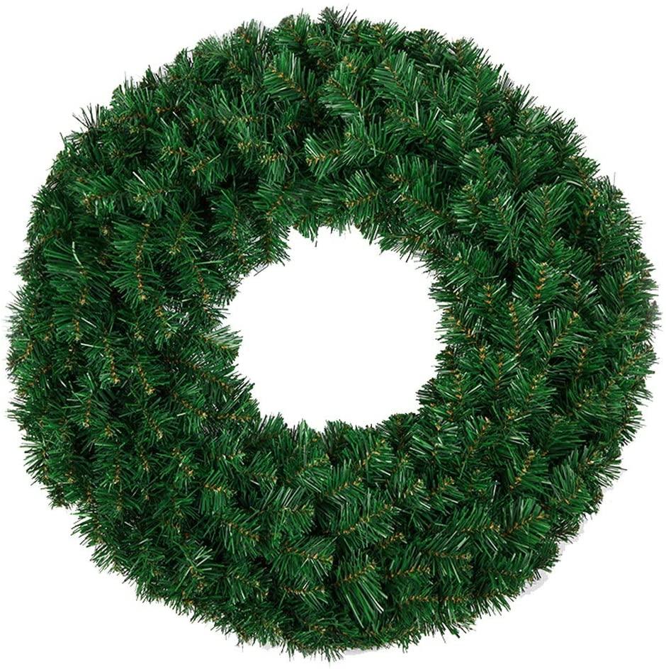 NYKK Front Door Wreath Artificial Green Pine  Christmas Wreaths 4 Sizes Christmas Pine s for Christmas, Home or Wedding Party Decorations (Green) Simulation Wreath (Size : 80cm)