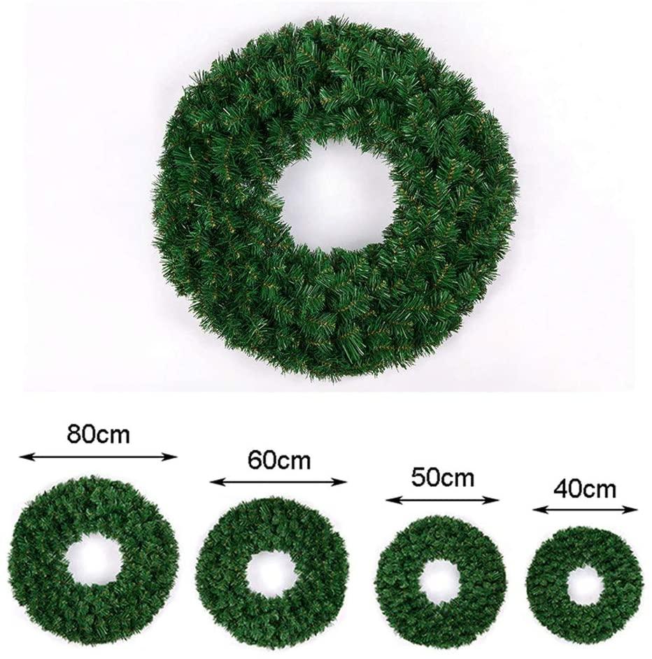 NYKK Front Door Wreath Artificial Green Pine  Christmas Wreaths 4 Sizes Christmas Pine s for Christmas, Home or Wedding Party Decorations (Green) Simulation Wreath (Size : 80cm)