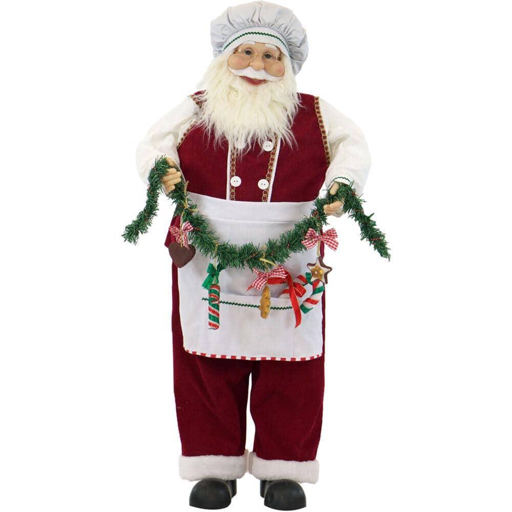 36 in. Chrismtas Dancing Baking Santa with Apron and Christmas Cookie Garland