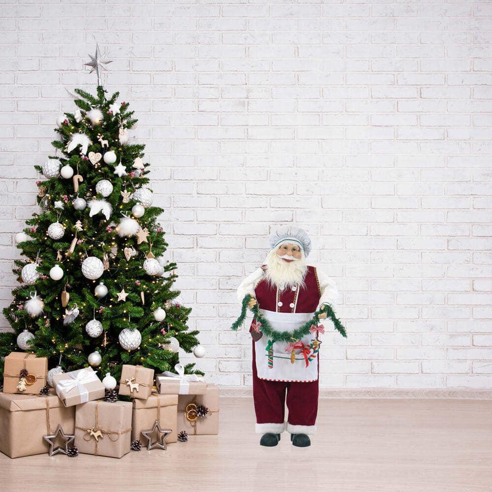 36 in. Chrismtas Dancing Baking Santa with Apron and Christmas Cookie Garland