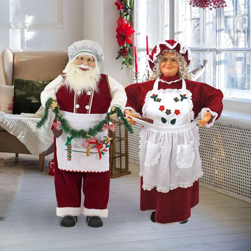 36 in. Chrismtas Dancing Baking Santa with Apron and Christmas Cookie Garland