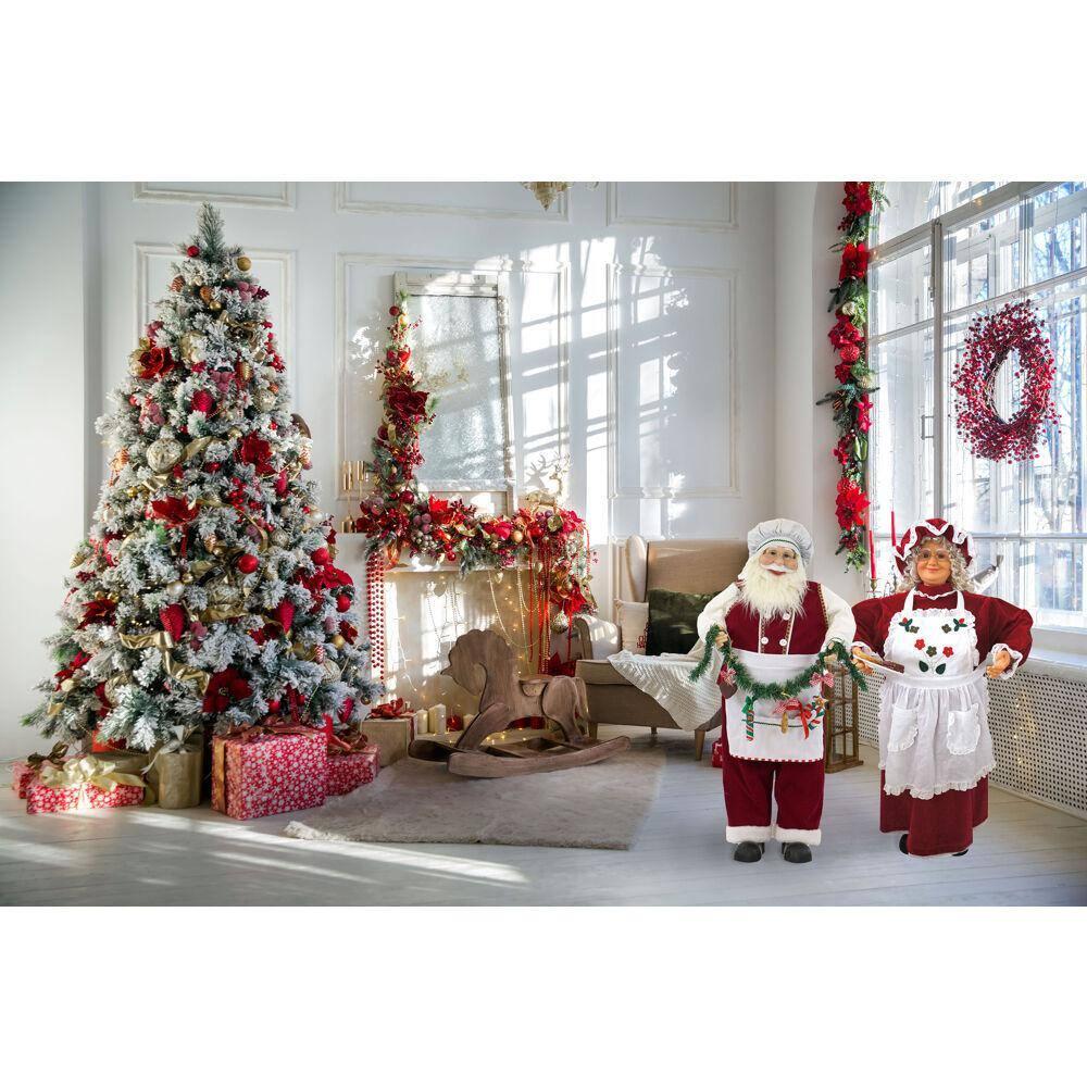 36 in. Chrismtas Dancing Baking Santa with Apron and Christmas Cookie Garland
