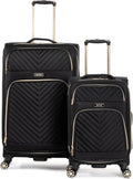 Women's Chelsea Luggage Chevron Softside 8-Wheel Spinner Expandable Suitcase Collection, Black, 2-Piece Set (20"/28")
