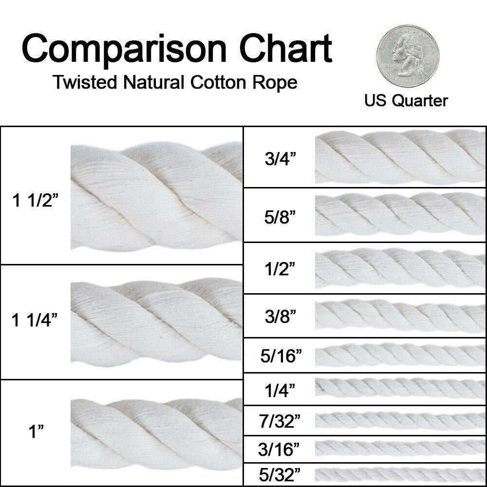 DN_OUT Beautiful and Durable Natural White Cotton Rope - 1 Inches - 25 Feet.
