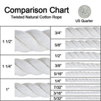 DN_OUT Beautiful and Durable Natural White Cotton Rope - 1 1/2 Inches - 25 Feet.