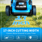17-Inch Cordless Lawn Mower with 2 x 21V 4.0Ah Batteries &amp; Dual-Port Fast Charger, Battery Powered Push Mower, 6-Position Cutting Height Adjustment, 50L Grass Collection Bag