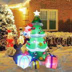 LUYIYI 6 Feet Inflatable Christmas Tree Funny Christmas Tree Blowing Santa's Dog Garden Holiday Decorations Outdoor Christmas Decorations with LED Lights-Green