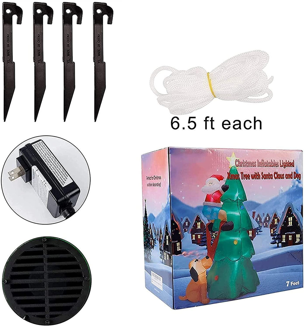 LUYIYI 6 Feet Inflatable Christmas Tree Funny Christmas Tree Blowing Santa's Dog Garden Holiday Decorations Outdoor Christmas Decorations with LED Lights-Green