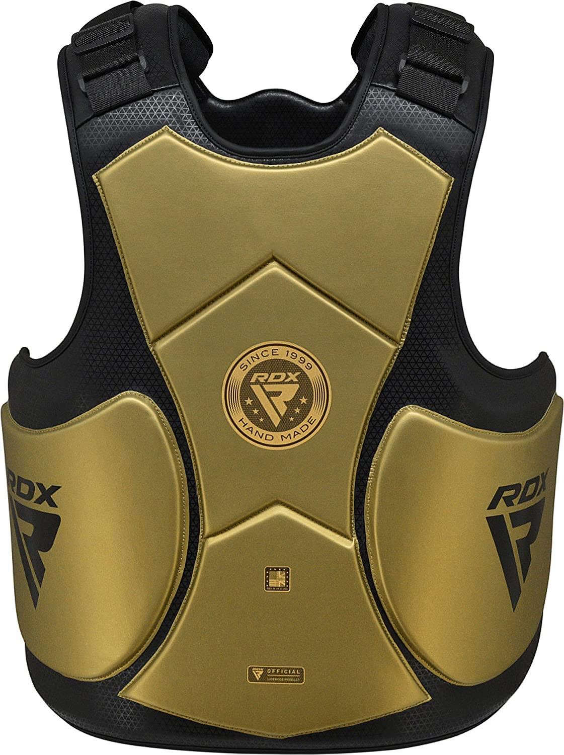 RDX Chest Guard MMA Training, Maya Hide Leather MARK Pro TRI-LIRA Padded Adjustable Body Protector