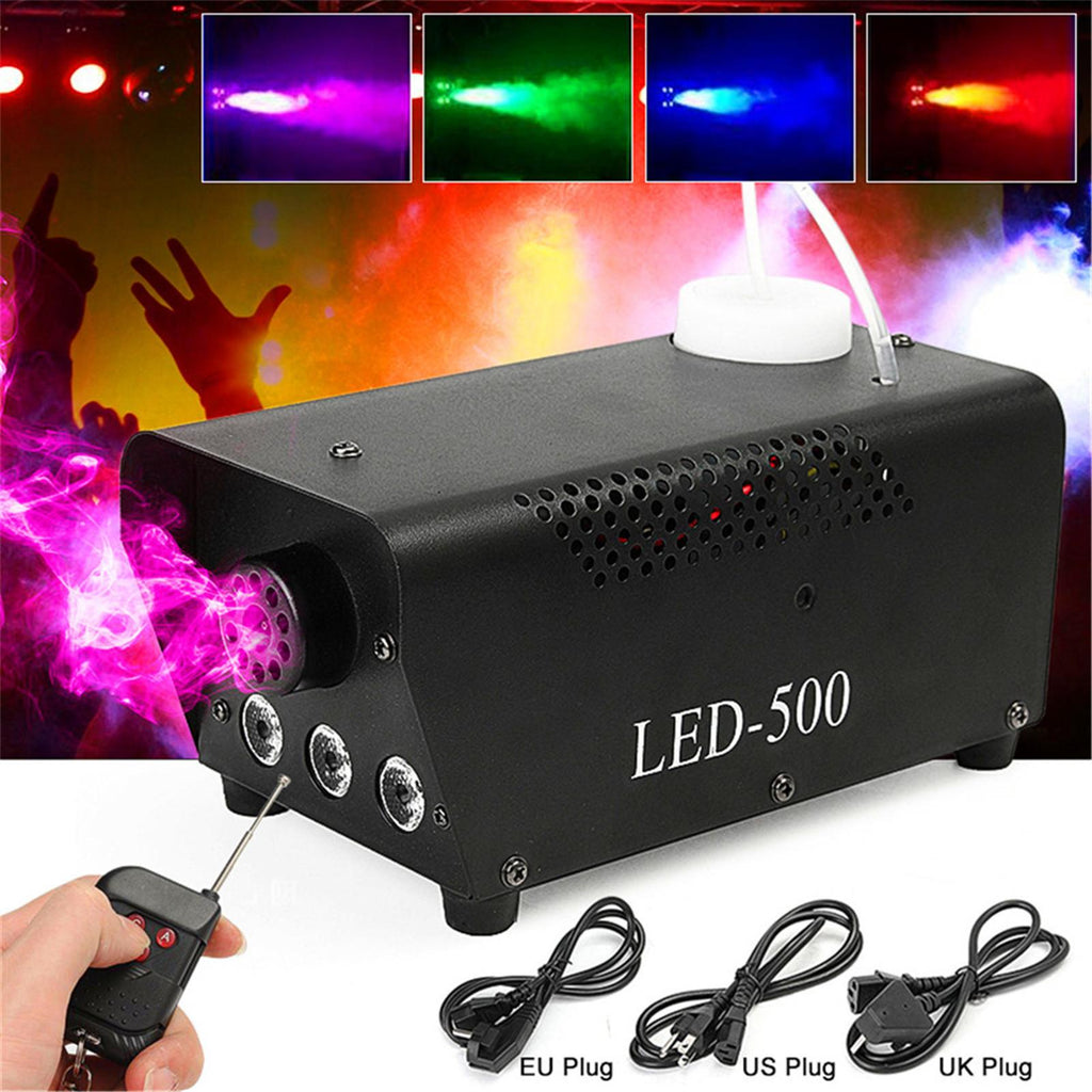 Viafly Wireless Control LED 500W Fog Smoke Machine Remote RGB Color Smoke Ejector LED QWEGF2141
