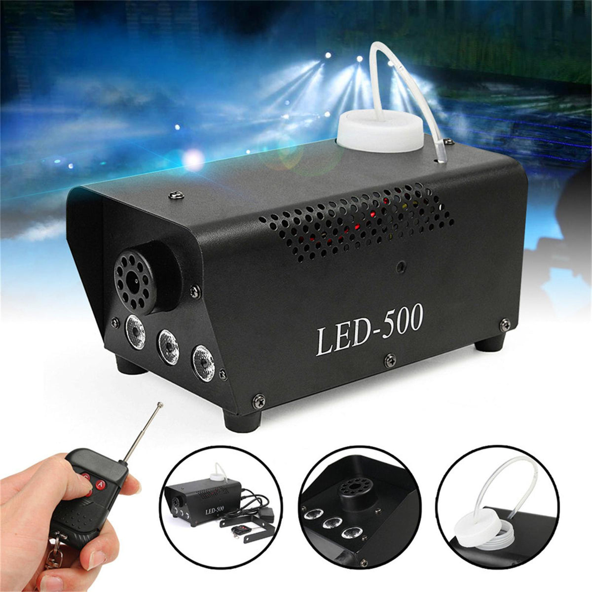 Viafly Wireless Control LED 500W Fog Smoke Machine Remote RGB Color Smoke Ejector LED QWEGF2141
