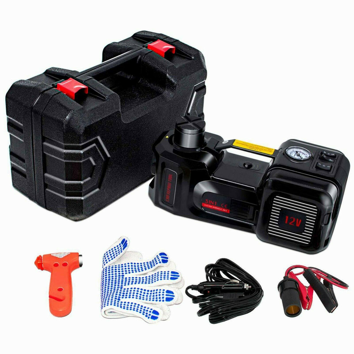 Electric Hydraulic Floor Jack 5 Ton DC 12V Car Jack Lift Tire Inflator Pump Tool