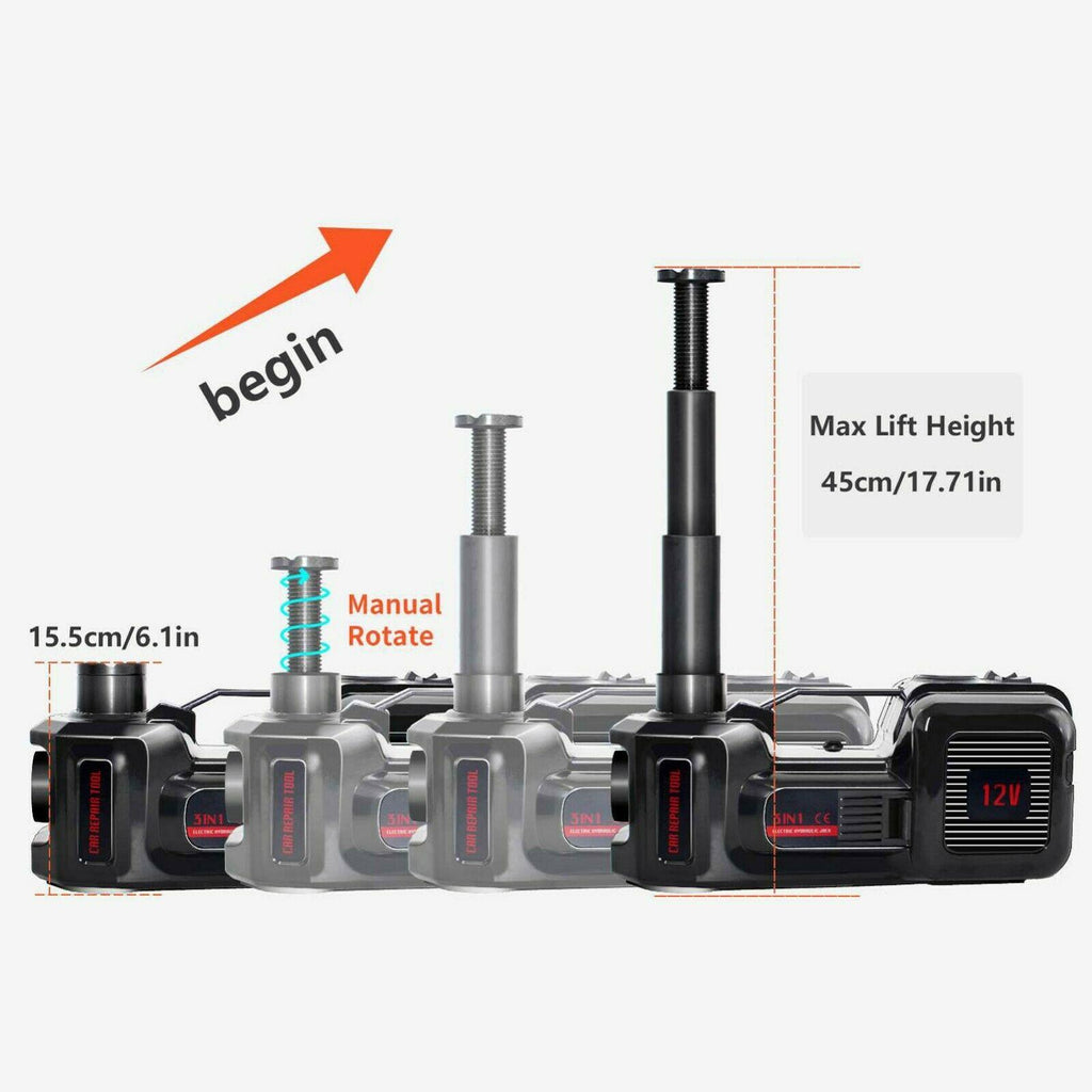 Electric Hydraulic Floor Jack 5 Ton DC 12V Car Jack Lift Tire Inflator Pump Tool