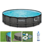 Summer Waves Elite P4A02048B 20ft x 48in Above Ground Frame Swimming Pool Set with Filter Pump, Pool Cover, Ladder, Ground