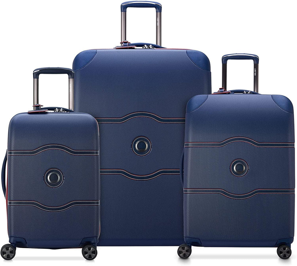 Chatelet Hardside Luggage with Spinner Wheels, Navy, 3 Piece Set 19/24/28