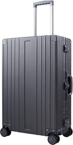 Aluminum Luggage Carry On Spinner Hard Shell Suitcase Lightweight Metal Suitcases (Grey, 24 inch)