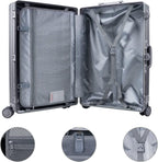 Aluminum Luggage Carry On Spinner Hard Shell Suitcase Lightweight Metal Suitcases (Grey, 24 inch)