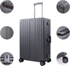 Aluminum Luggage Carry On Spinner Hard Shell Suitcase Lightweight Metal Suitcases (Grey, 24 inch)