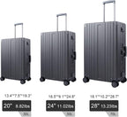 Aluminum Luggage Carry On Spinner Hard Shell Suitcase Lightweight Metal Suitcases (Grey, 24 inch)