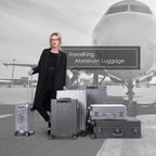 Aluminum Luggage Carry On Spinner Hard Shell Suitcase Lightweight Metal Suitcases (Grey, 24 inch)