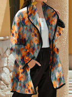 Casual Print Neckless Long Sleeves Jacket