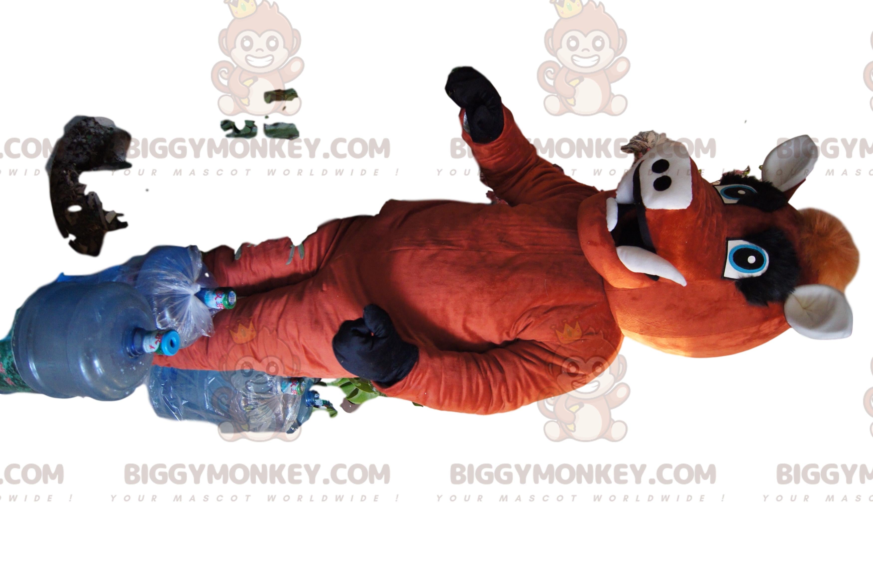 Very Happy Brown Boar BIGGYMONKEYMascot Costume