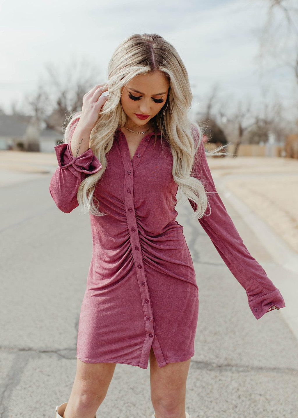 button dress