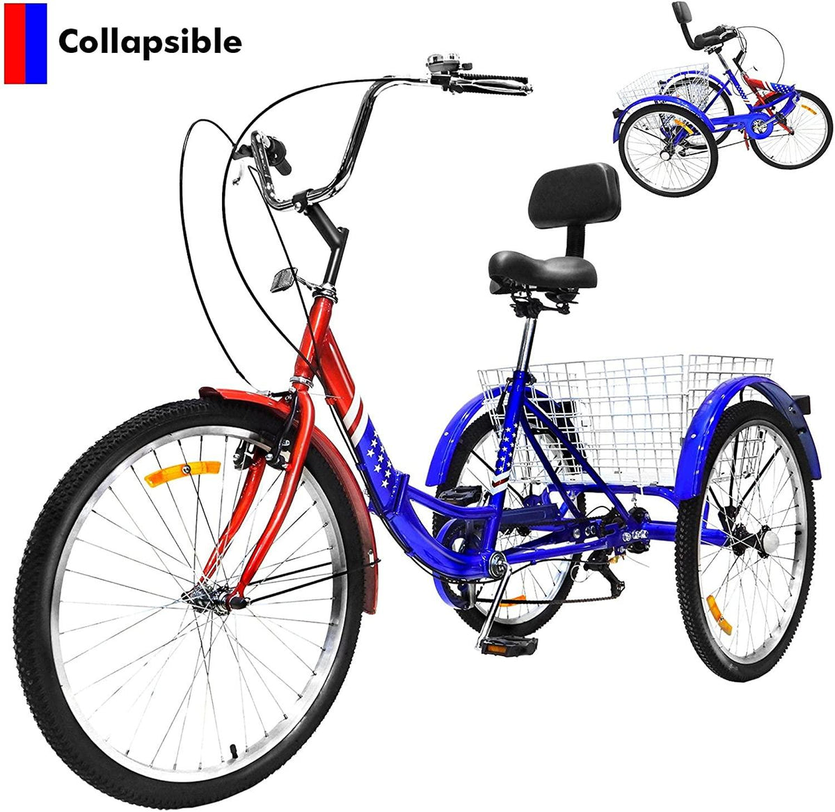 Adult Tricycle 3 Wheel Bikes for Adults 7 Speed Cruiser Trike with LarBasket for Shopping Picnic Women/Men