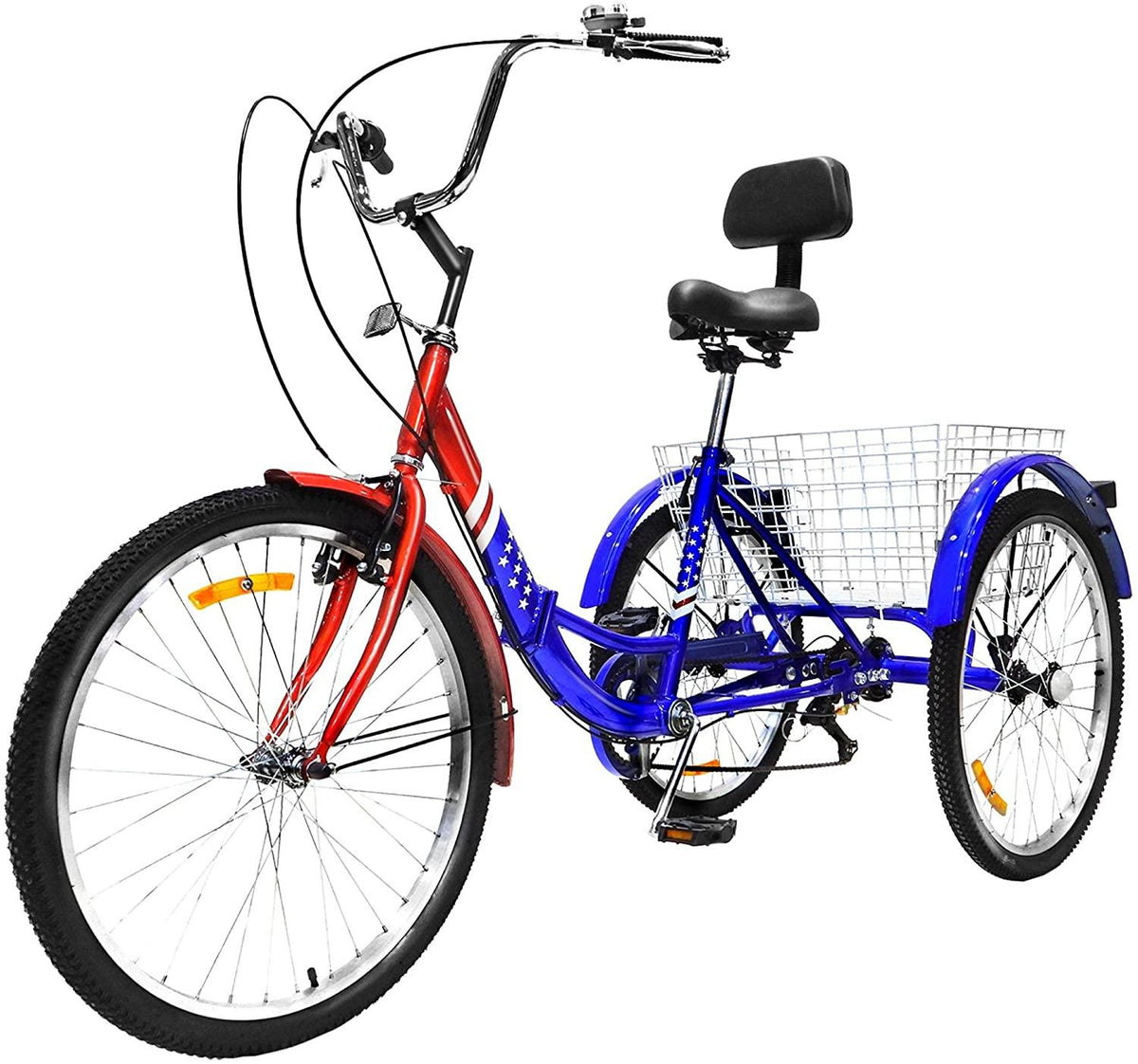 Adult Tricycle 3 Wheel Bikes for Adults 7 Speed Cruiser Trike with LarBasket for Shopping Picnic Women/Men