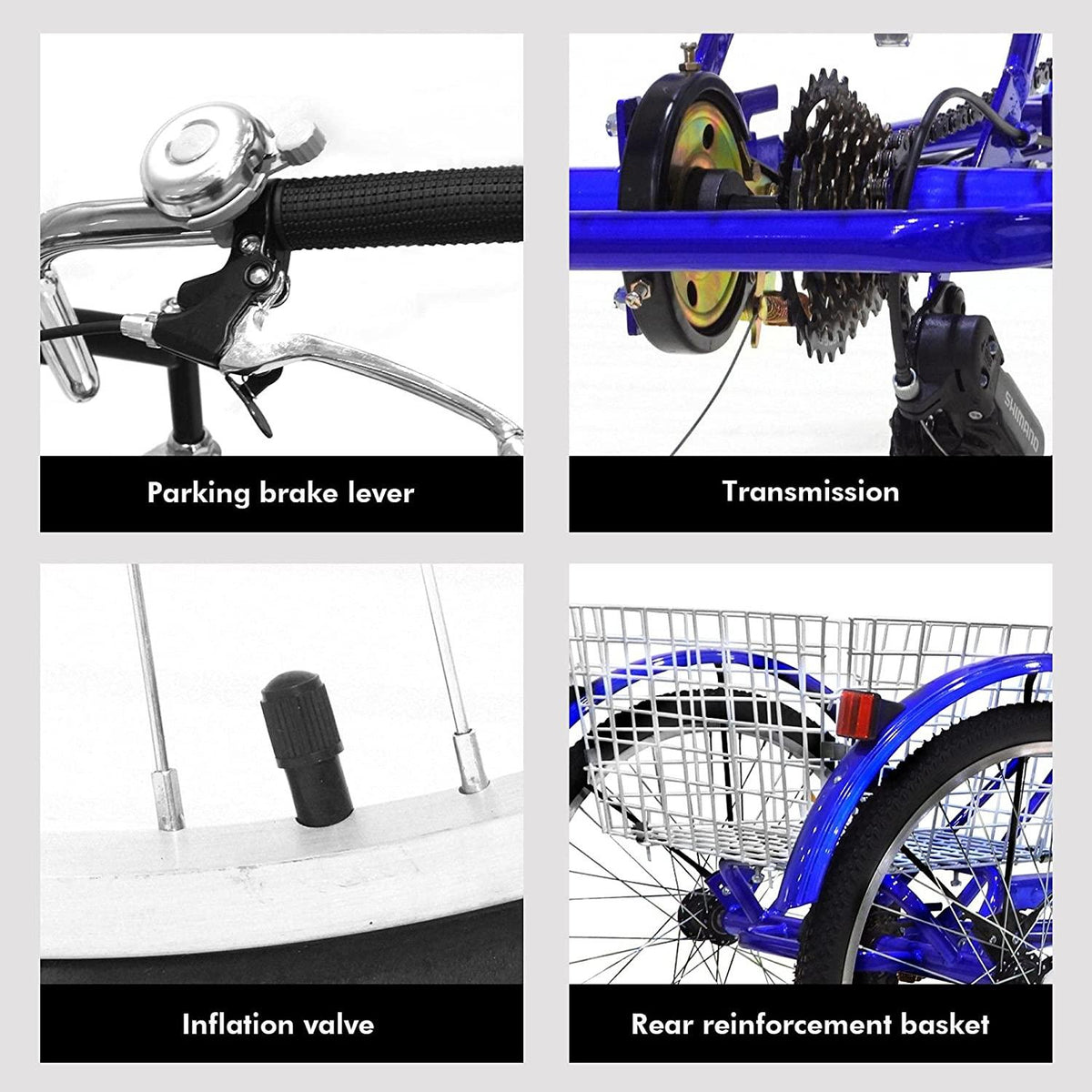 Adult Tricycle 3 Wheel Bikes for Adults 7 Speed Cruiser Trike with LarBasket for Shopping Picnic Women/Men