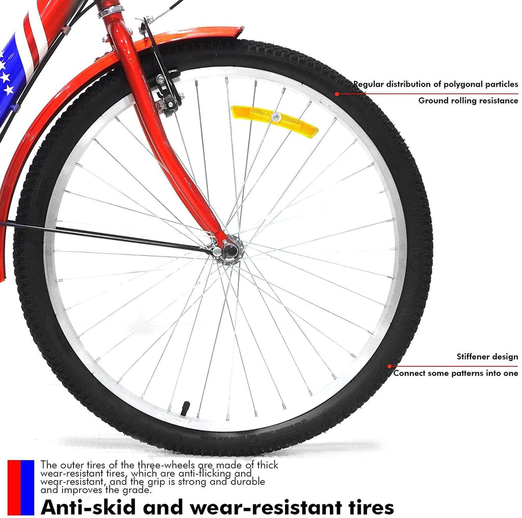 Adult Tricycle 3 Wheel Bikes for Adults 7 Speed Cruiser Trike with LarBasket for Shopping Picnic Women/Men