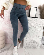 solid color high waist skinny jeans