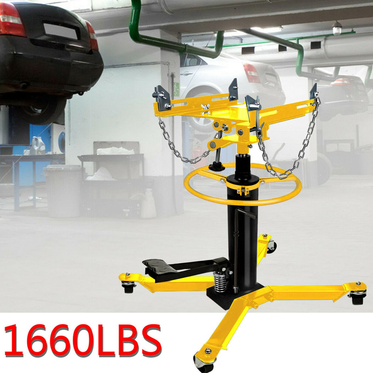 Transmission Jack 2 StaHydraulic W/ 360閹 For Car Lift 0.75 Ton 34" - 70"Lift